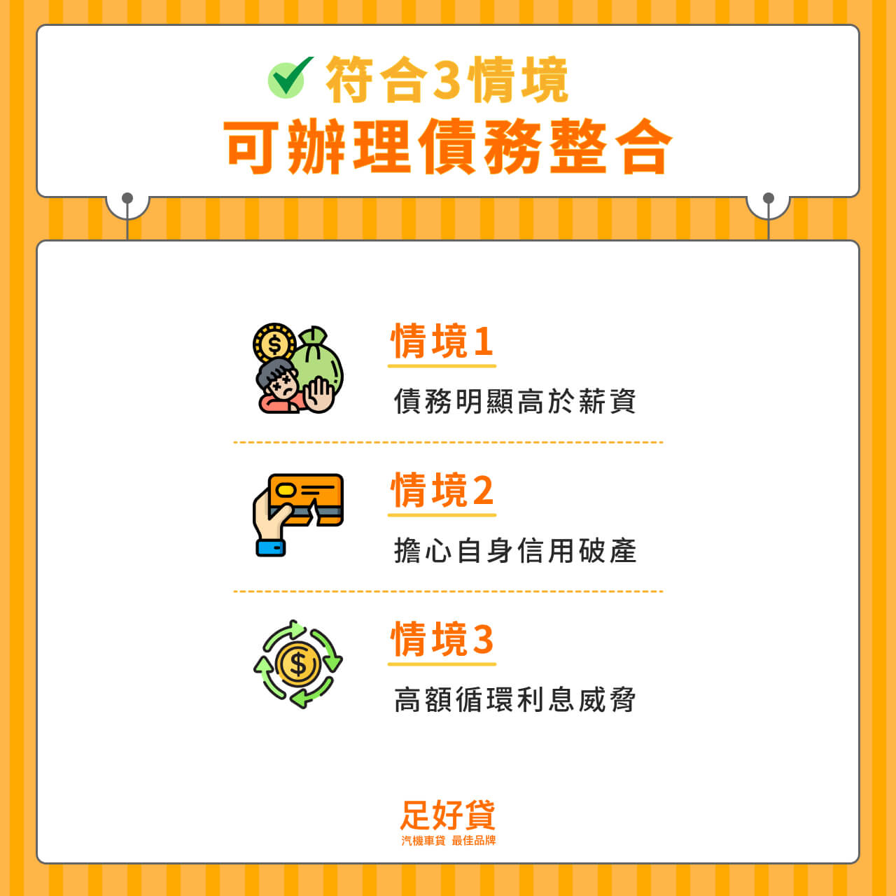 符合3情境可辦理債務整合